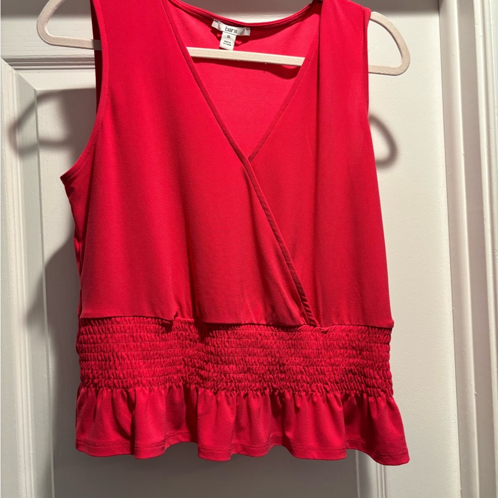 Bar III Pink Wrap Smocked Blouse